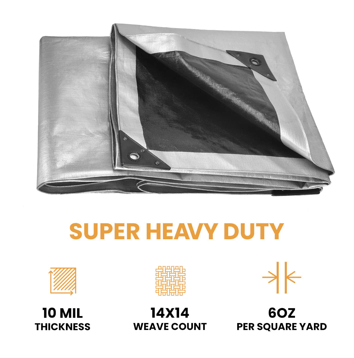 40’ x 60’ Heavy Duty Poly Tarp 10 mil, 6 oz. - Image 3