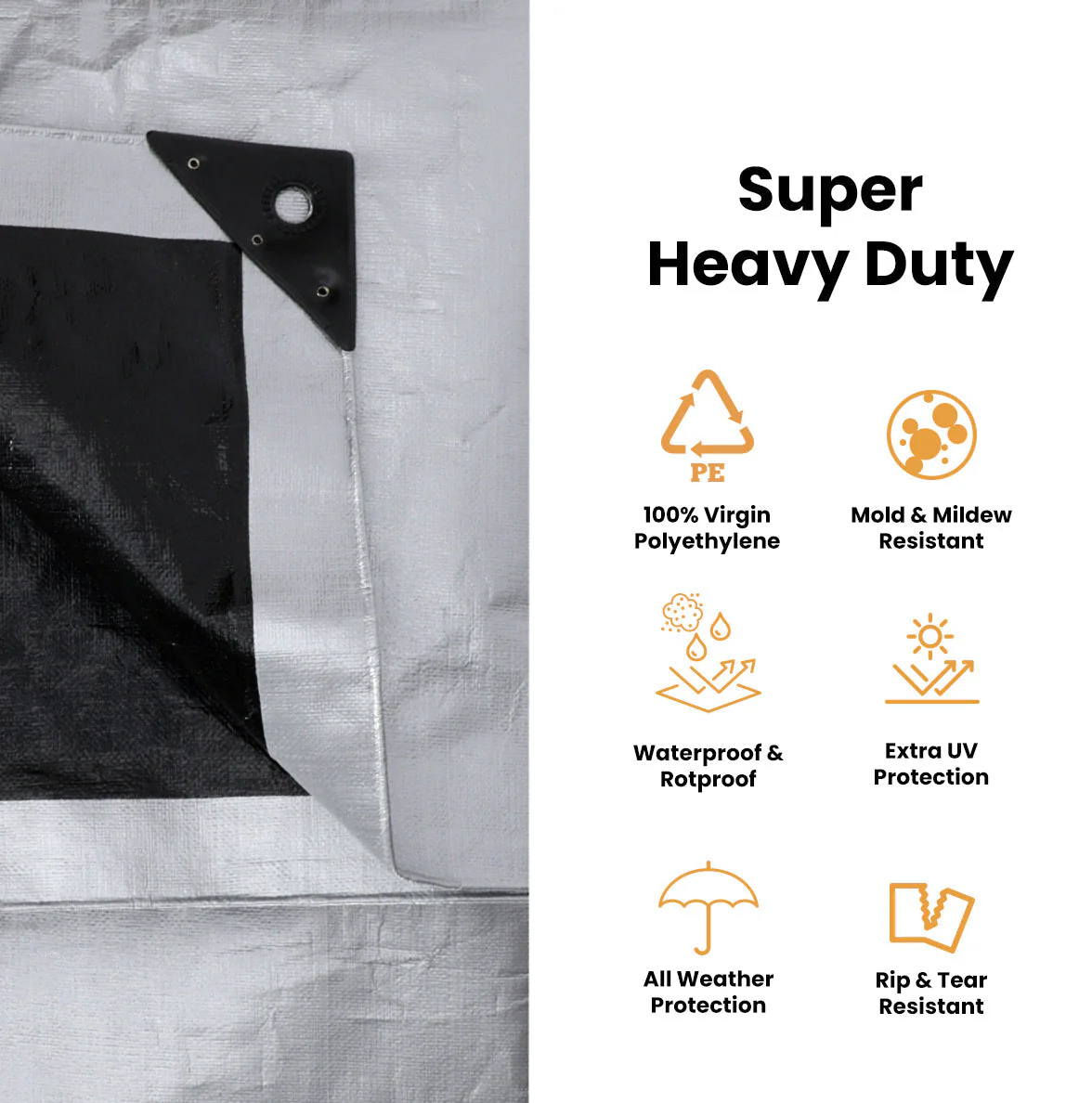 40’ x 60’ Heavy Duty Poly Tarp 10 mil, 6 oz. - Image 4