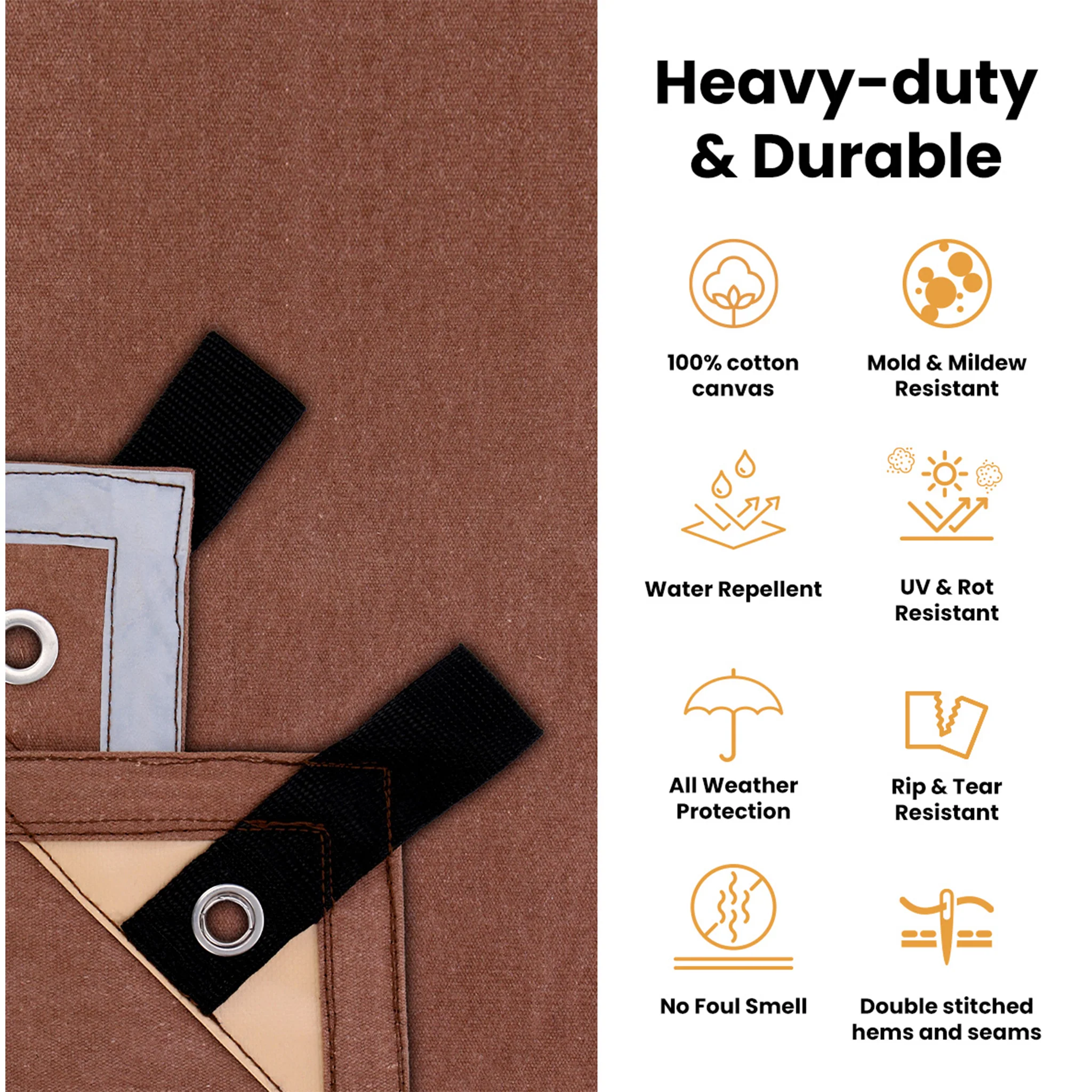 7' x 9' Canvas Tarp – 100% Cotton, 18 oz Heavy-Duty - Image 18