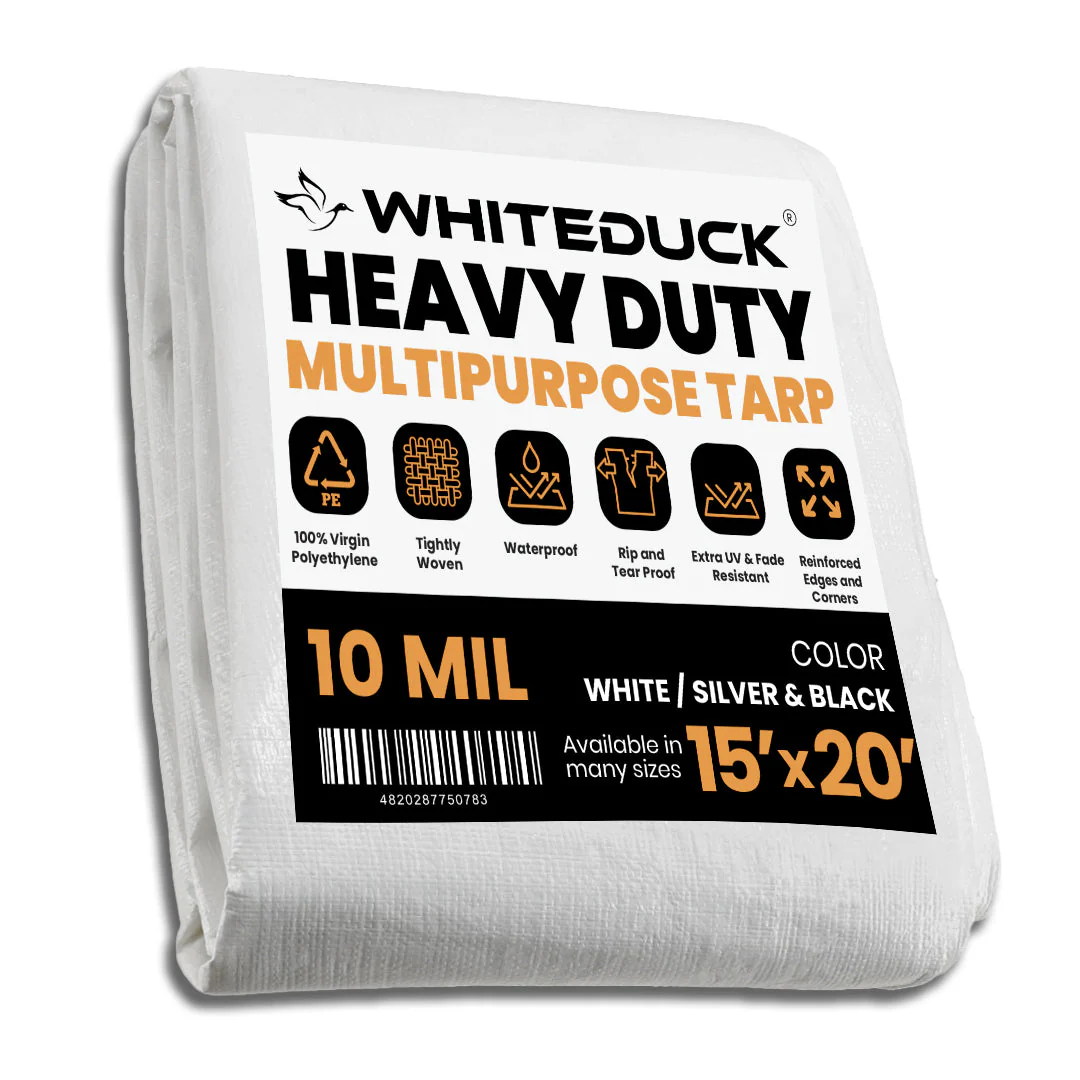 15’ x 20’ Heavy Duty Poly Tarp 10 mil, 6 oz - White