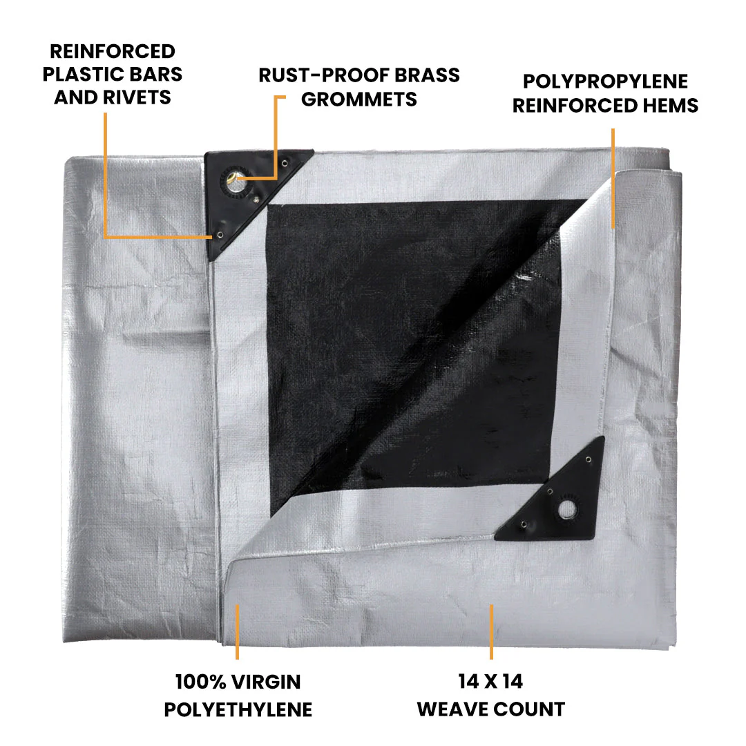 15’ x 20’ Heavy Duty Poly Tarp 10 mil, 6 oz - White - Image 5