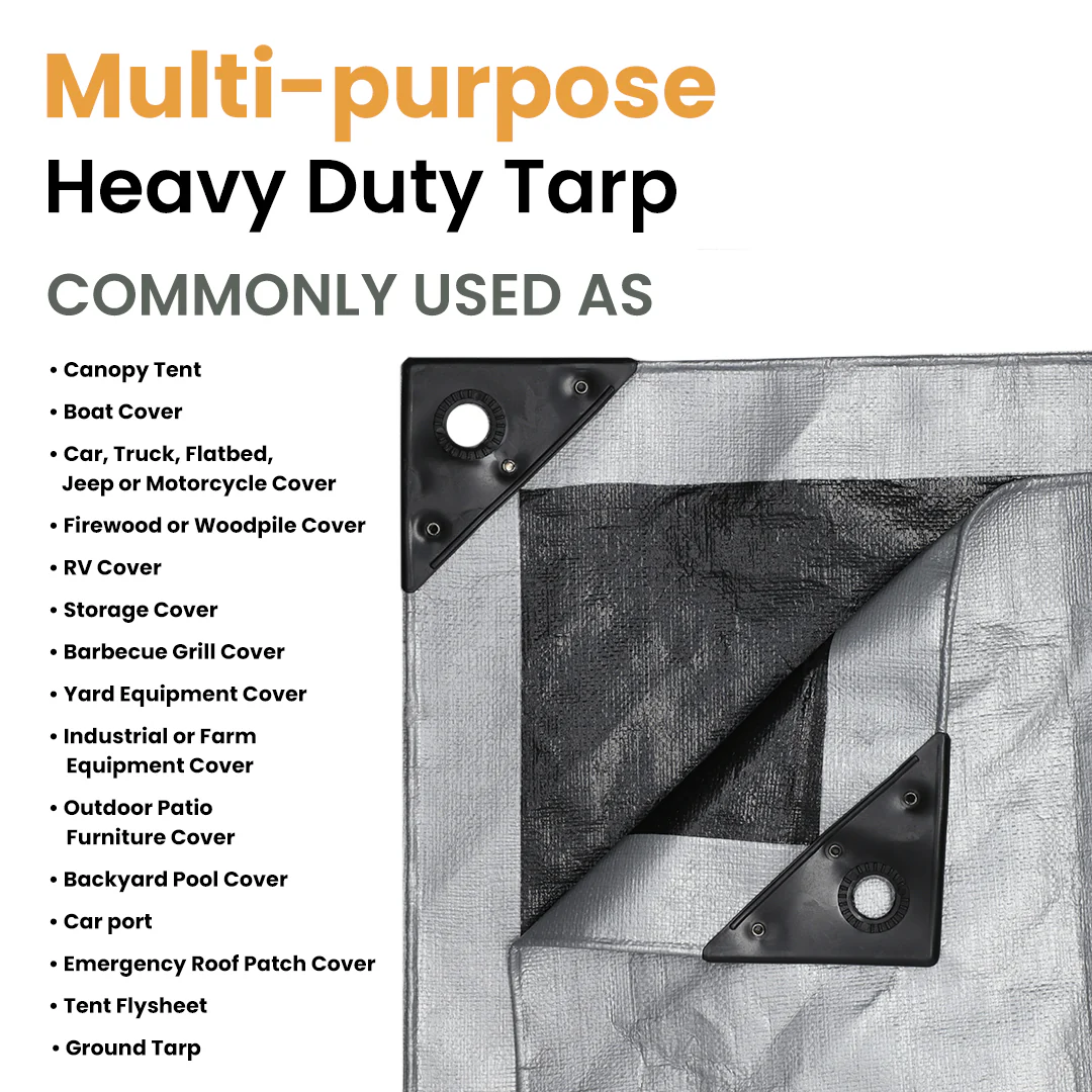 15’ x 20’ Heavy Duty Poly Tarp 10 mil, 6 oz - Black & Silver - Image 8